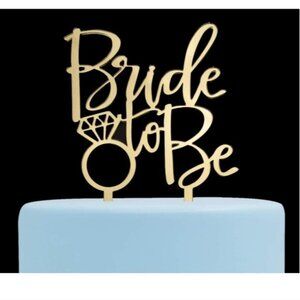 NEW Bride to Be Bridal Shower Bachelorette Decor Gold Cake Topper